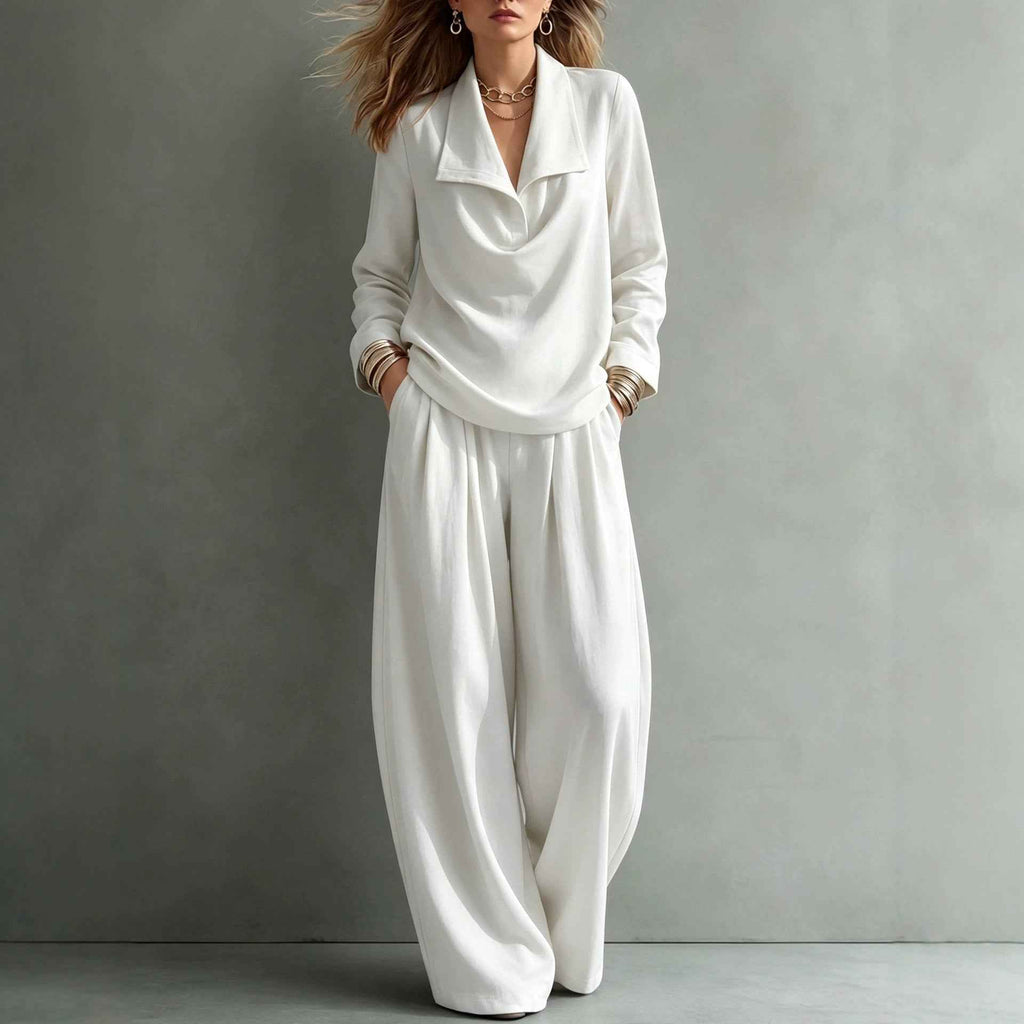 Turn-down Collar Hoodie With Pocket Casual Pantscasual Suit