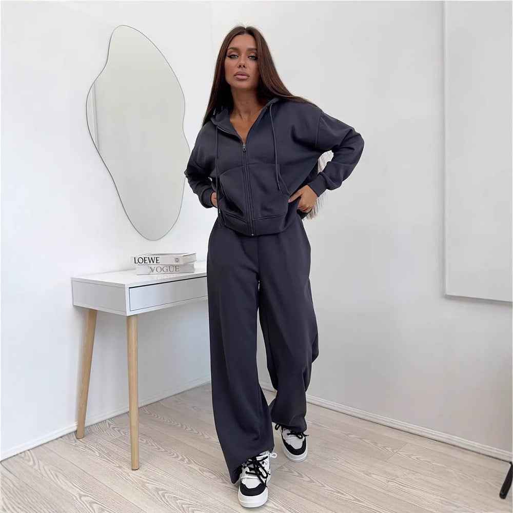 Sports Suit Long-sleeve Zip-up Hoodie And Sweatpants