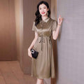 High-end Silk Mid-length Dress With A Cinched Waist That Flatters The