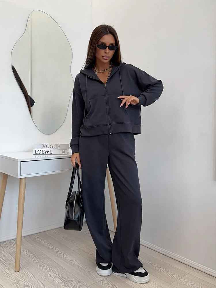 Sports Suit Long-sleeve Zip-up Hoodie And Sweatpants