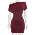 Casual Off-the-shoulder Draped Mini Dress