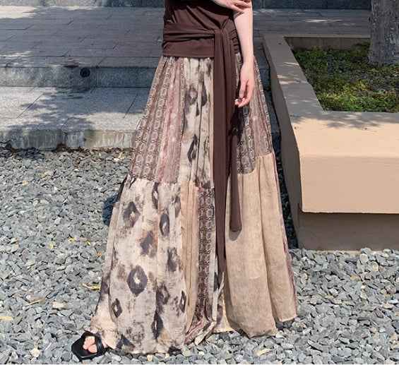 Vintage Printed Chiffon Printed Skirt