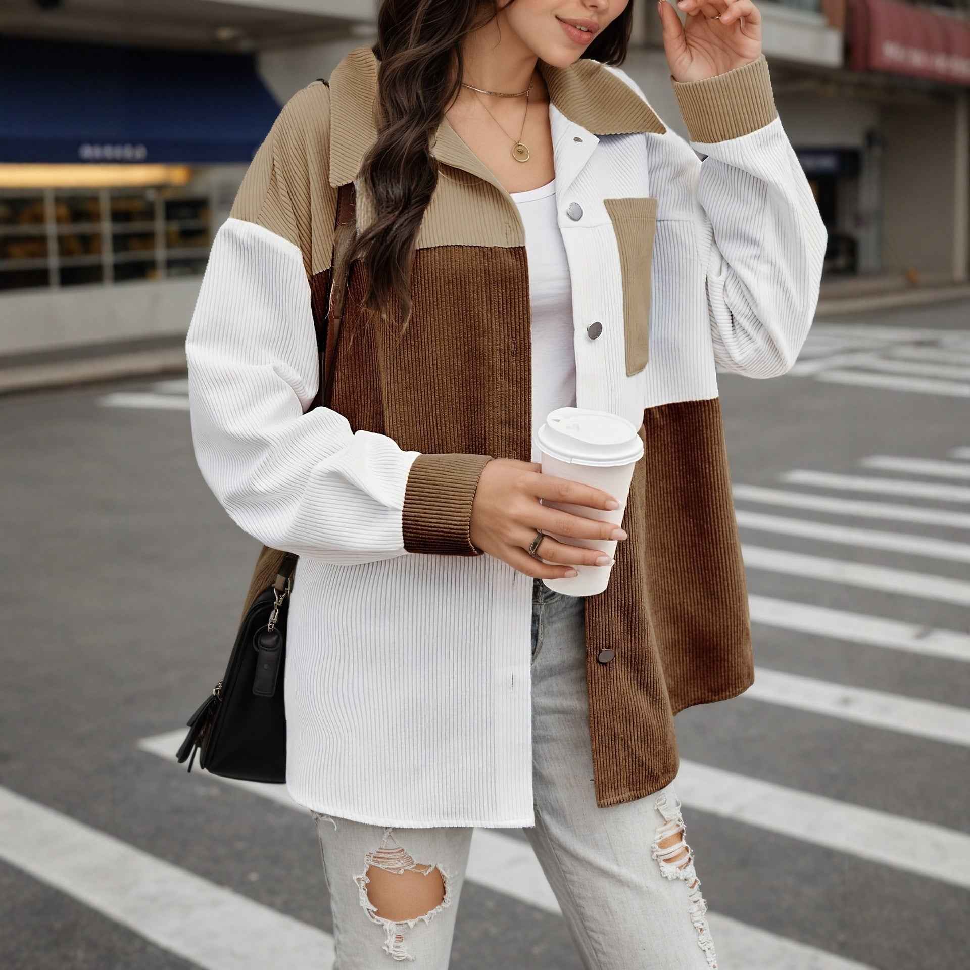 European And American-style Stand-collar Shirt Relaxed-fit Aviator Jacket