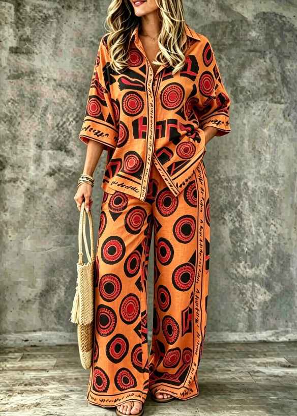 Womens Digital-Print SpringSummer Shirt Set
