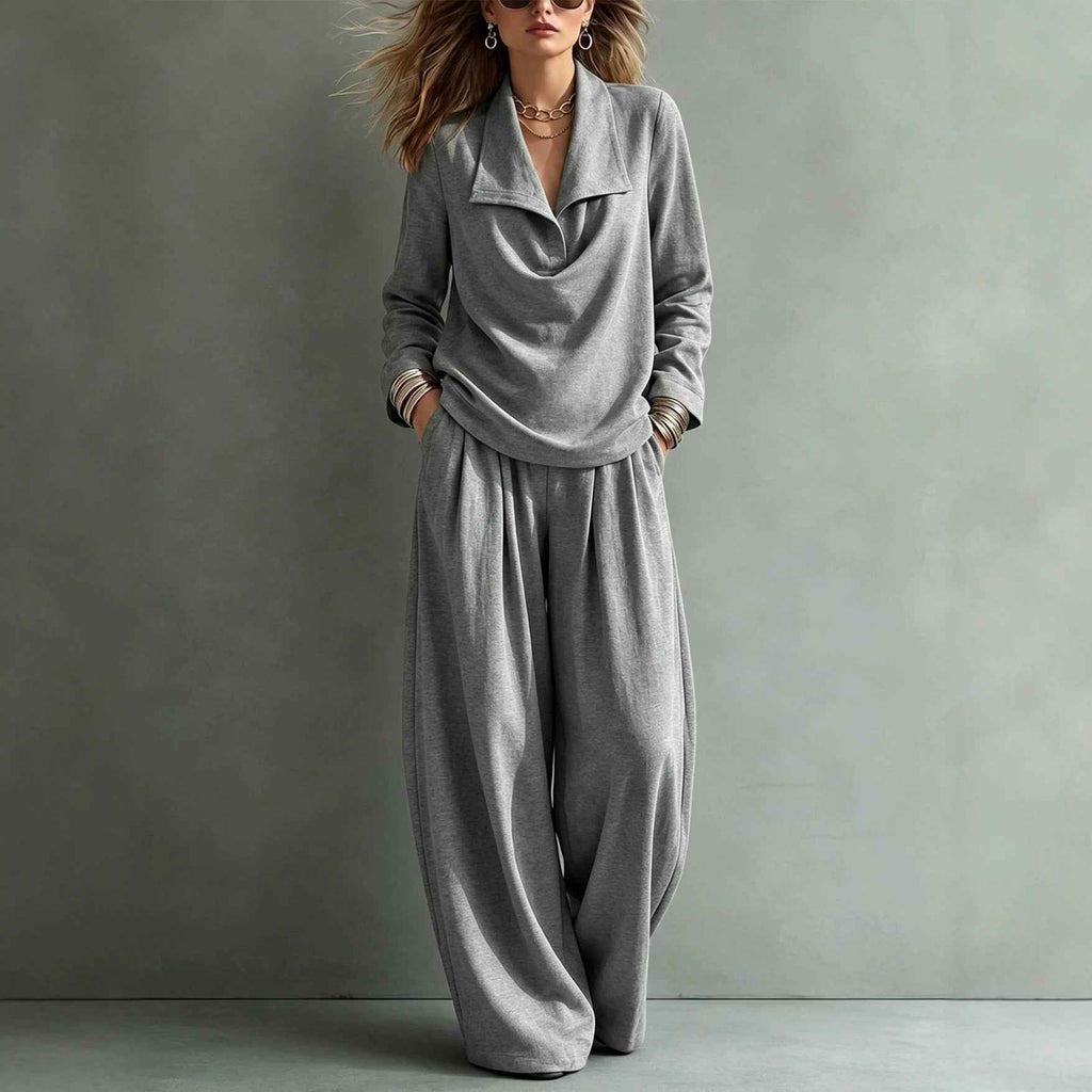 Turn-down Collar Hoodie With Pocket Casual Pantscasual Suit