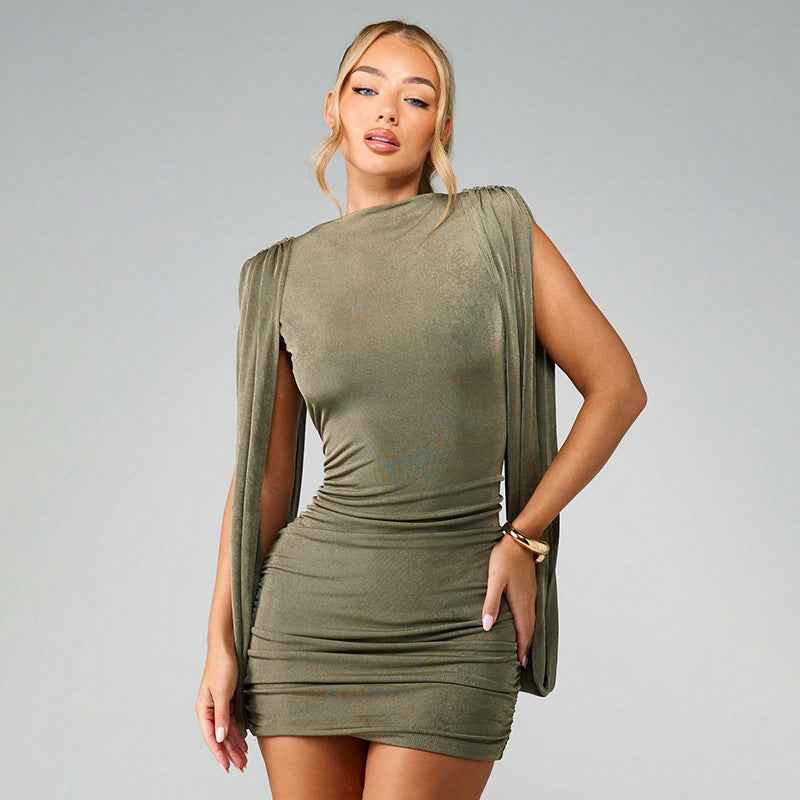 New Arrival Draped-ribbon Figure-hugging Sheath Dress