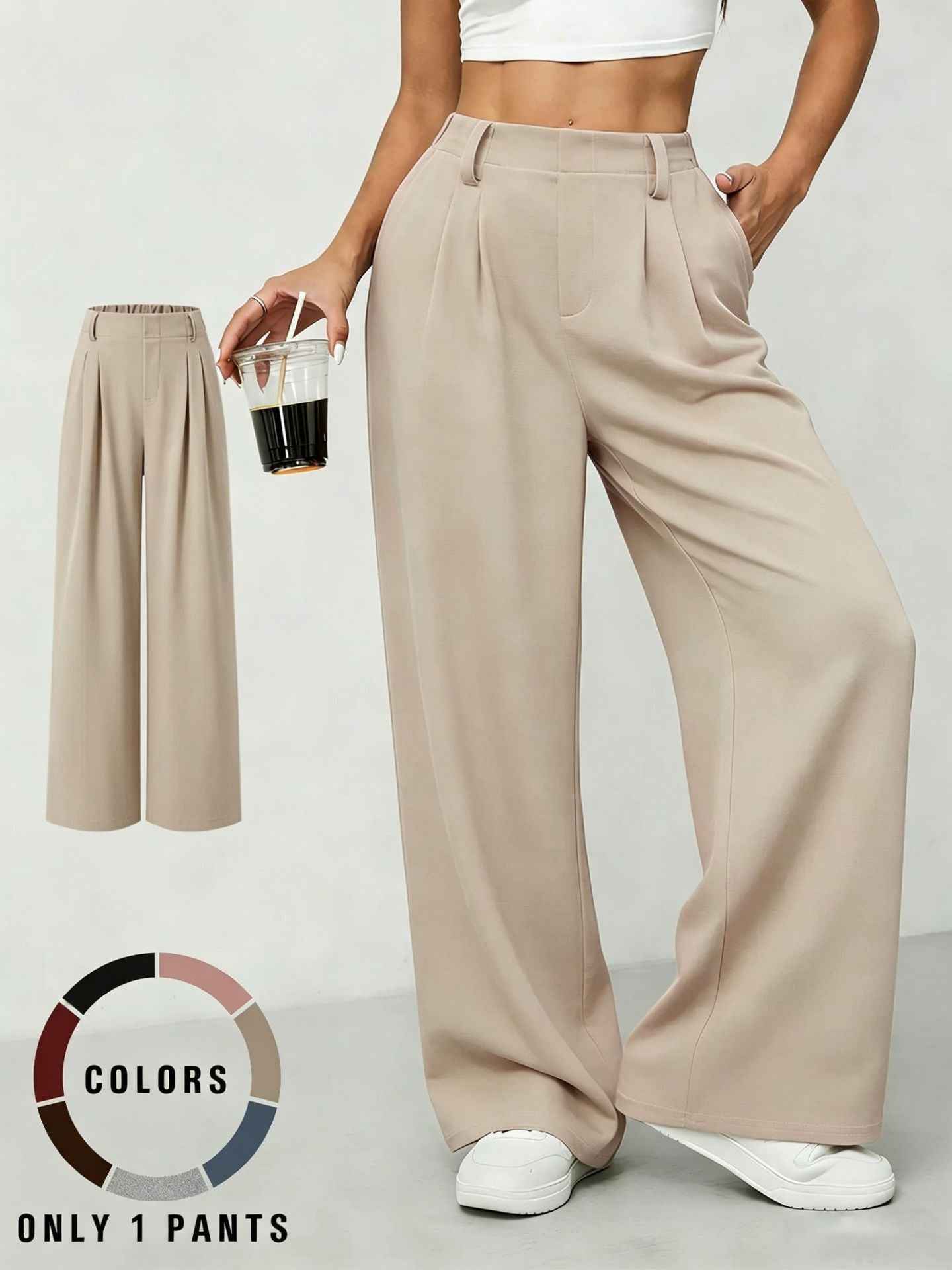 New High-waisted Draping Straight-leg Relaxed-fit Suit Pants