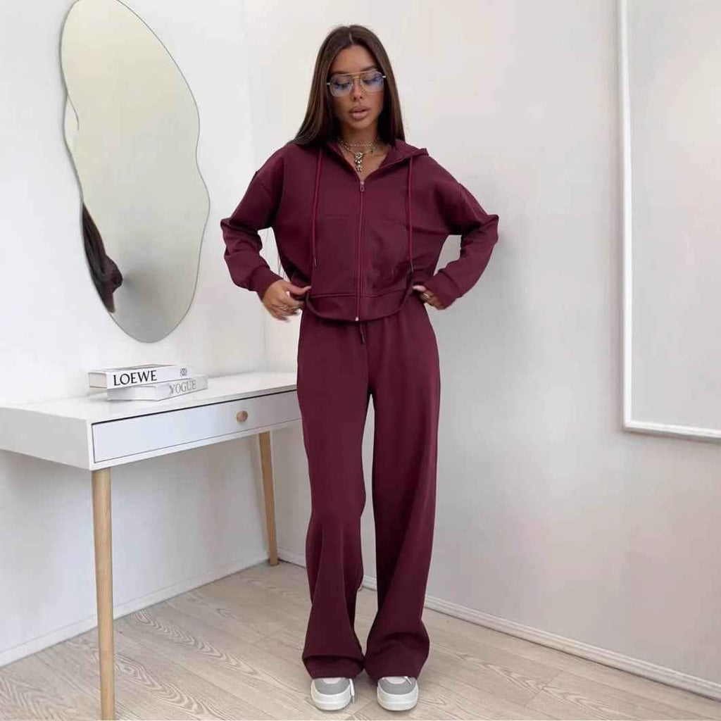 Sports Suit Long-sleeve Zip-up Hoodie And Sweatpants