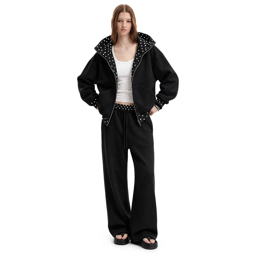 Womens Casual Loose Drawstring Pants Sports Suit