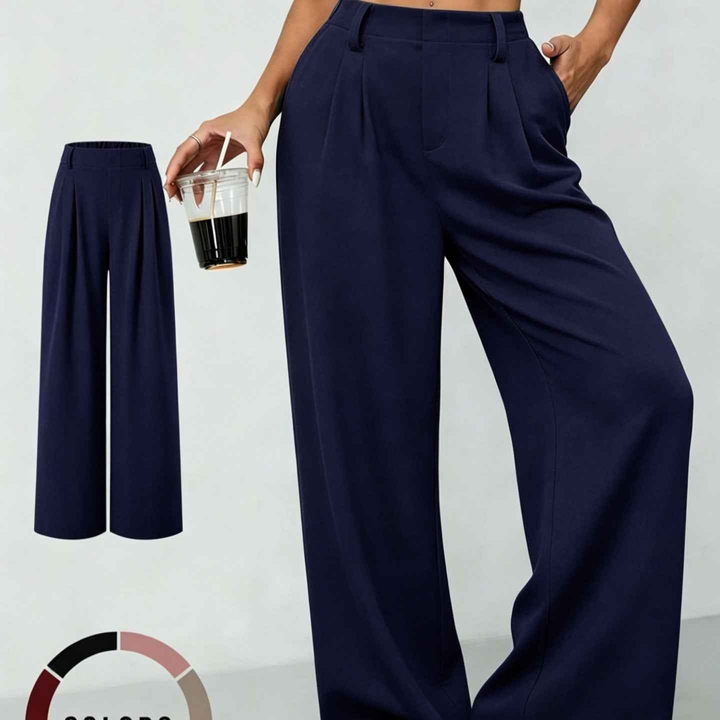 New High-waisted Draping Straight-leg Relaxed-fit Suit Pants