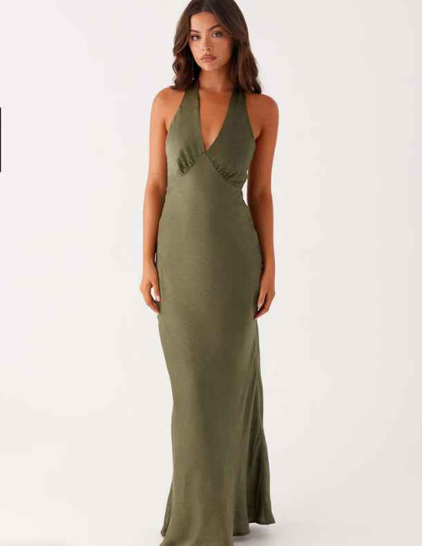 Summer Backless Lace Up Slim Fit Long Dress