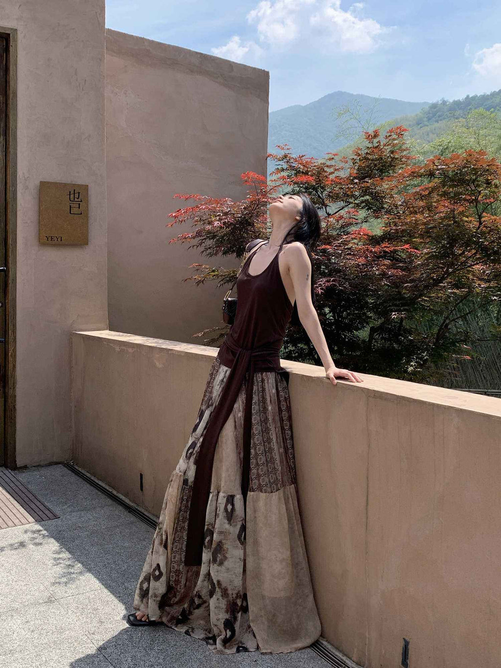 Vintage Printed Chiffon Printed Skirt