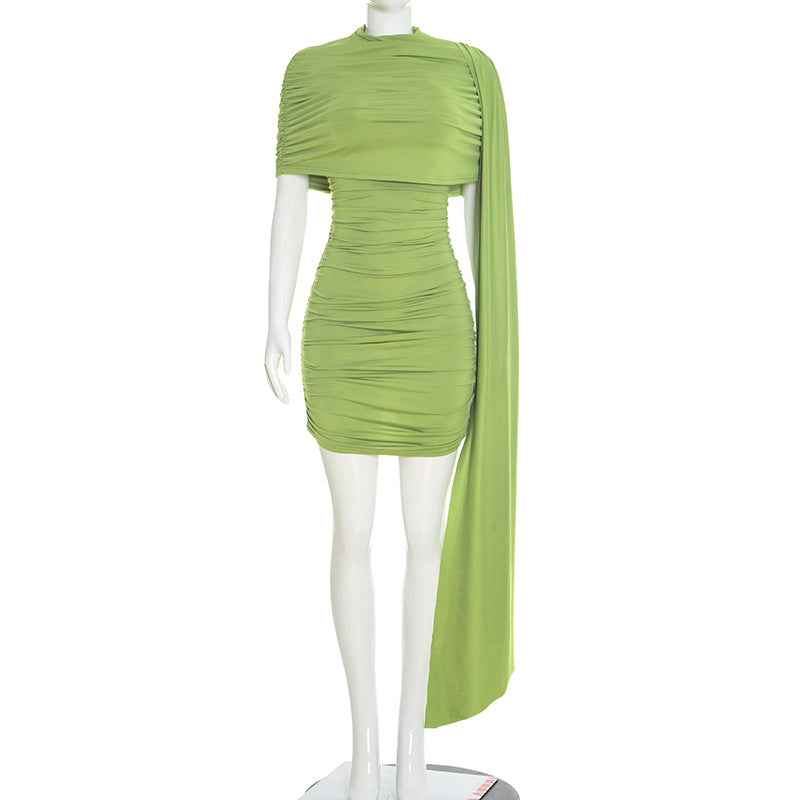 Fashionable Off-shoulder Draped-waist Sheath Dress For Women