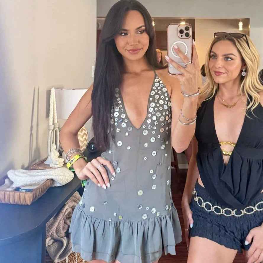 Fashionable And Sexy Sequined Halter-neck Womens Dress