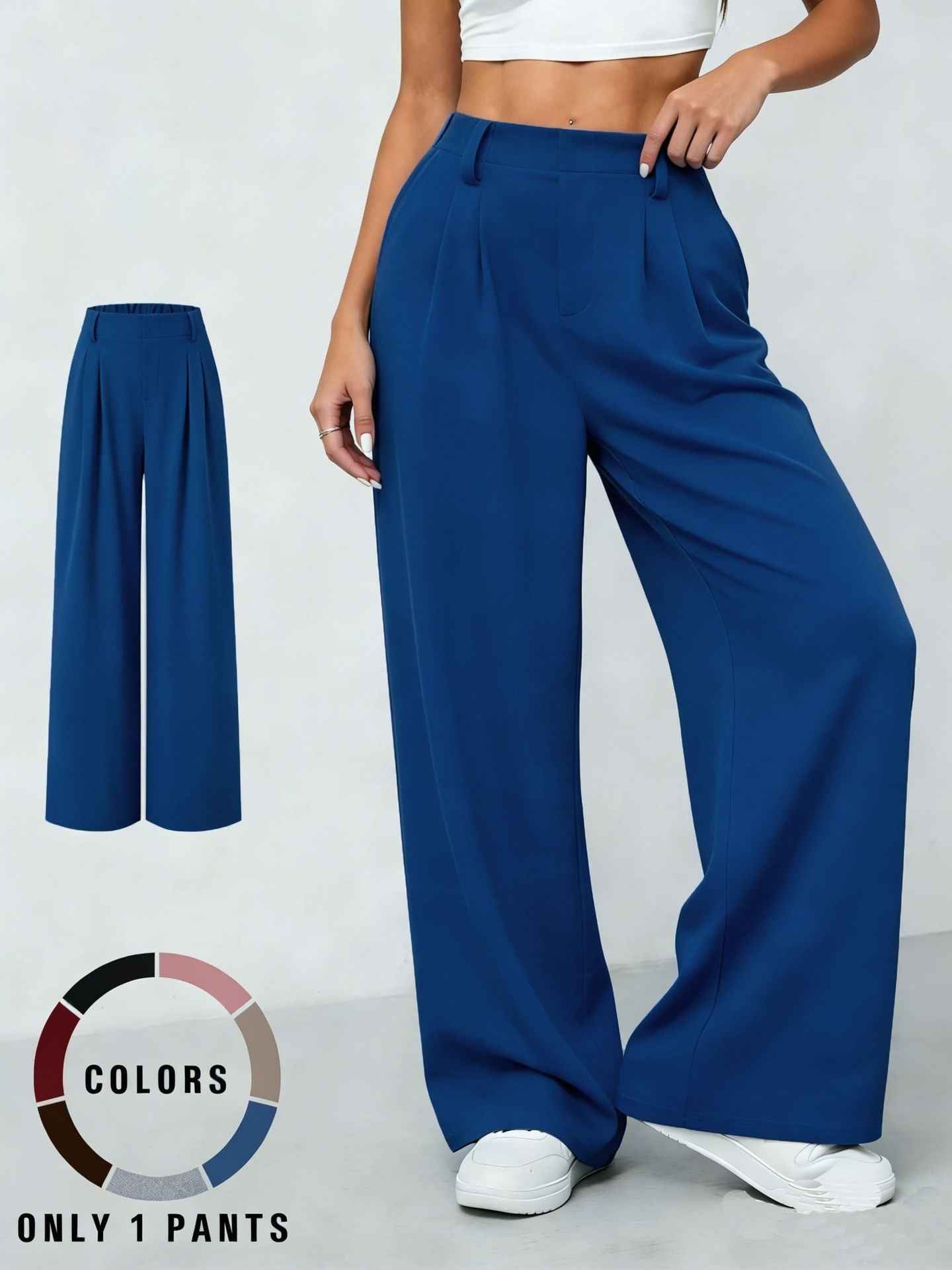 New High-waisted Draping Straight-leg Relaxed-fit Suit Pants