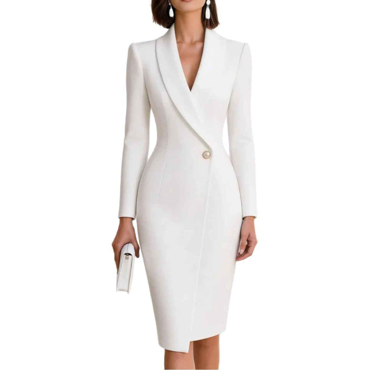 Long-sleeve Mid-length Sheath Dress Elegant Professional Attire For Banquets