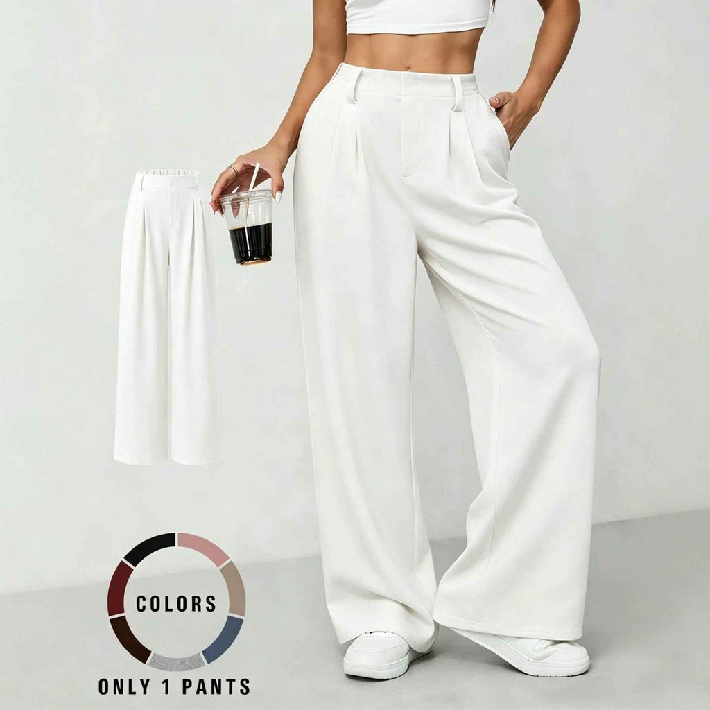 New High-waisted Draping Straight-leg Relaxed-fit Suit Pants