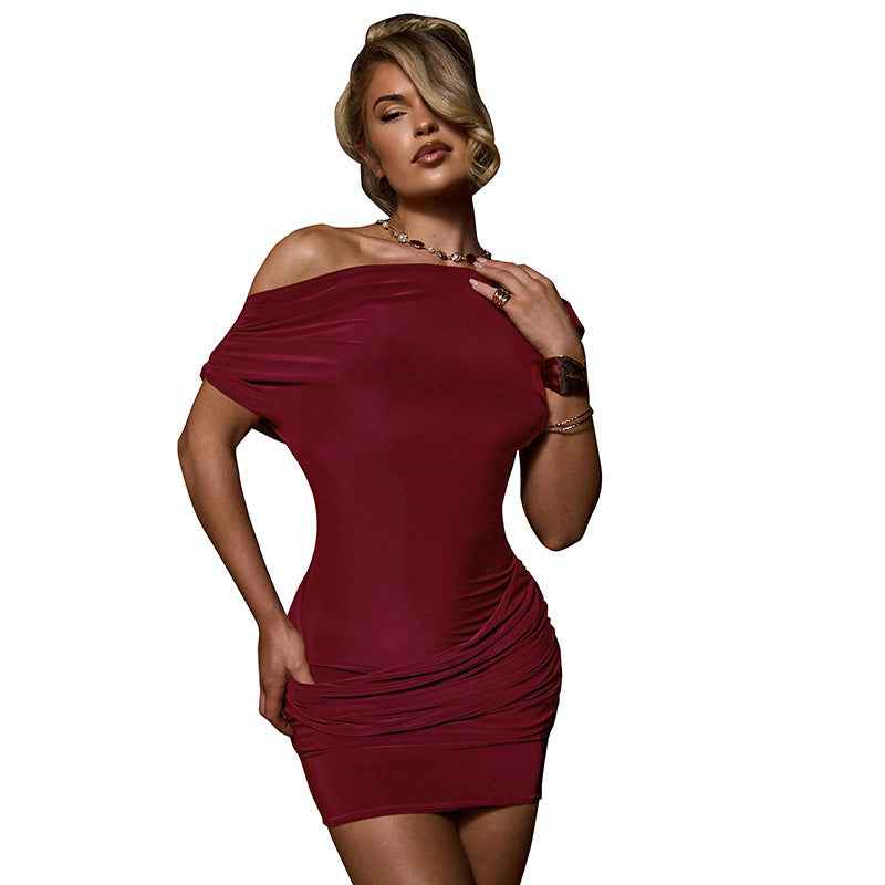 Casual Off-the-shoulder Draped Mini Dress