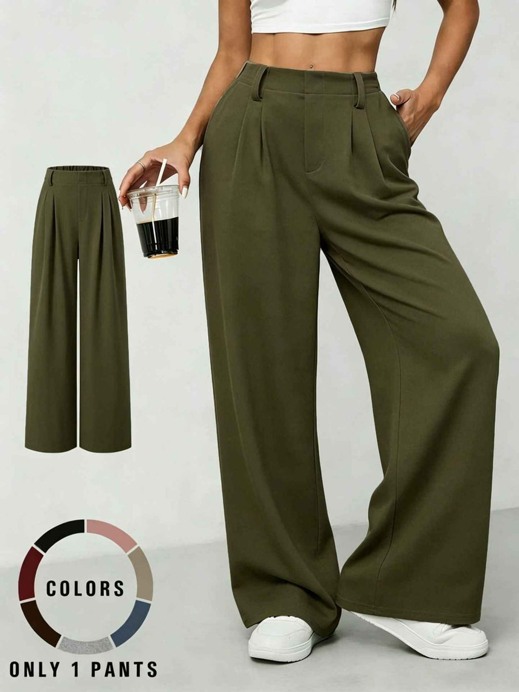 New High-waisted Draping Straight-leg Relaxed-fit Suit Pants
