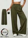 New High-waisted Draping Straight-leg Relaxed-fit Suit Pants