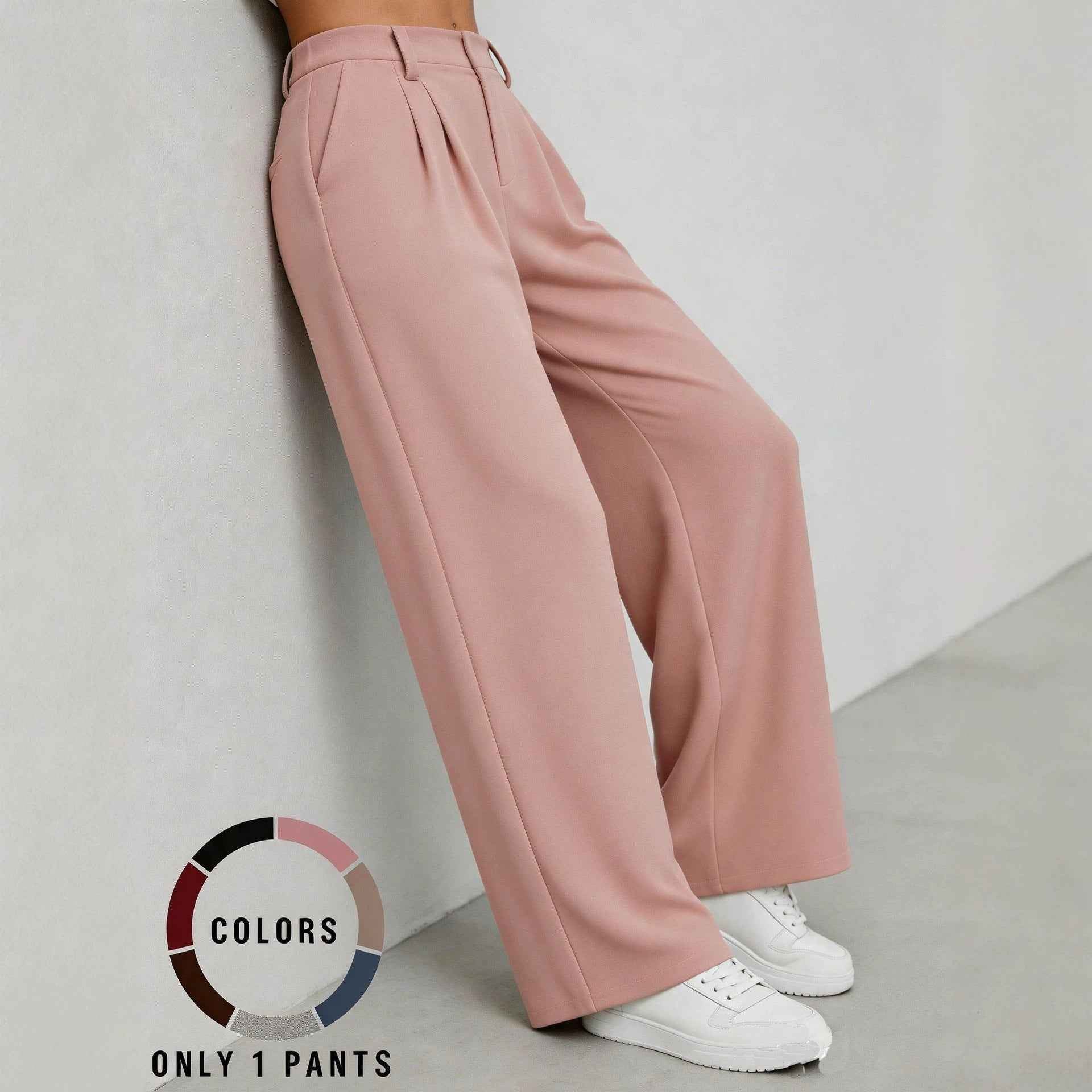 New High-waisted Draping Straight-leg Relaxed-fit Suit Pants