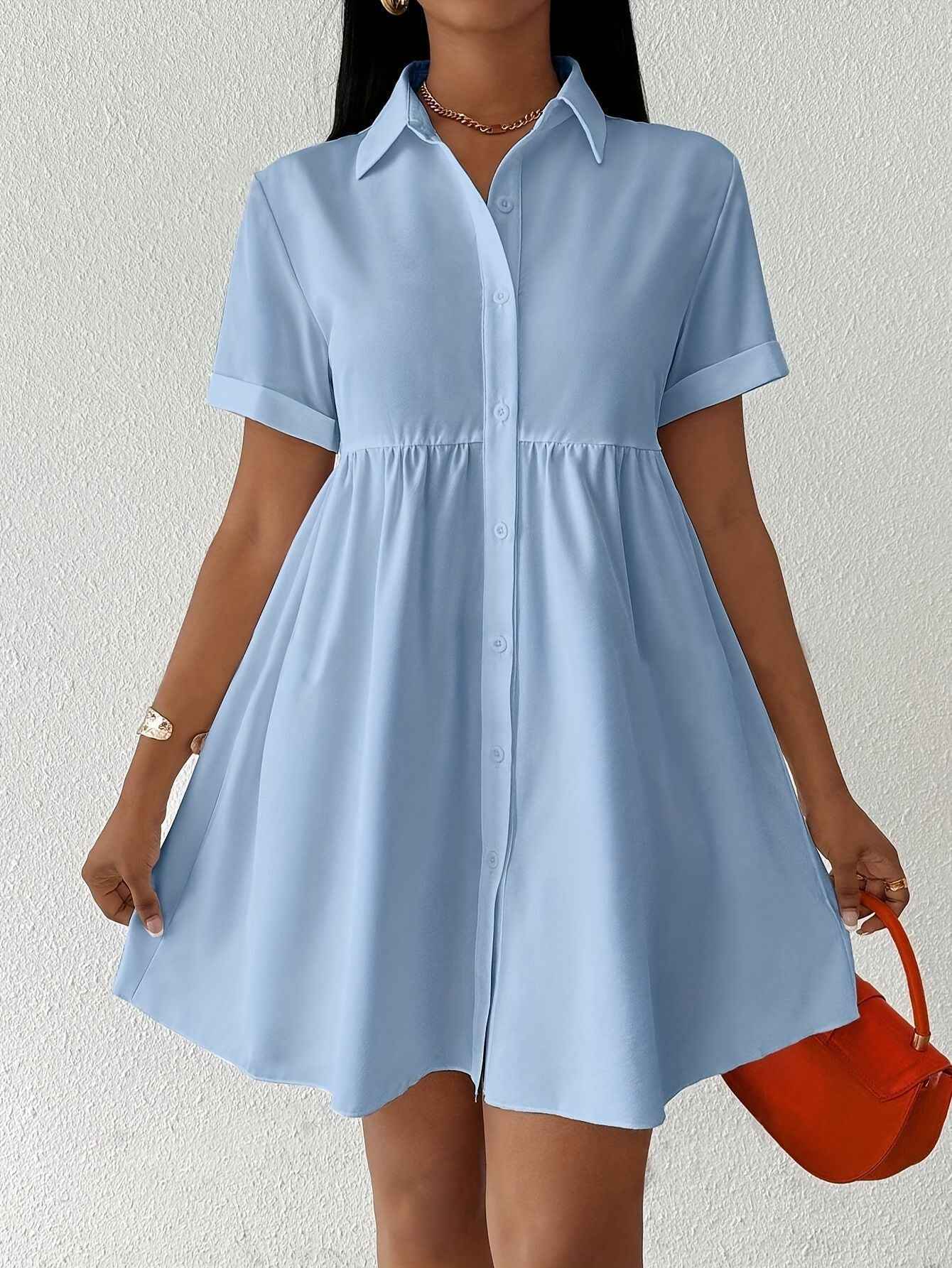 New Solid-color Womens Casual Dress