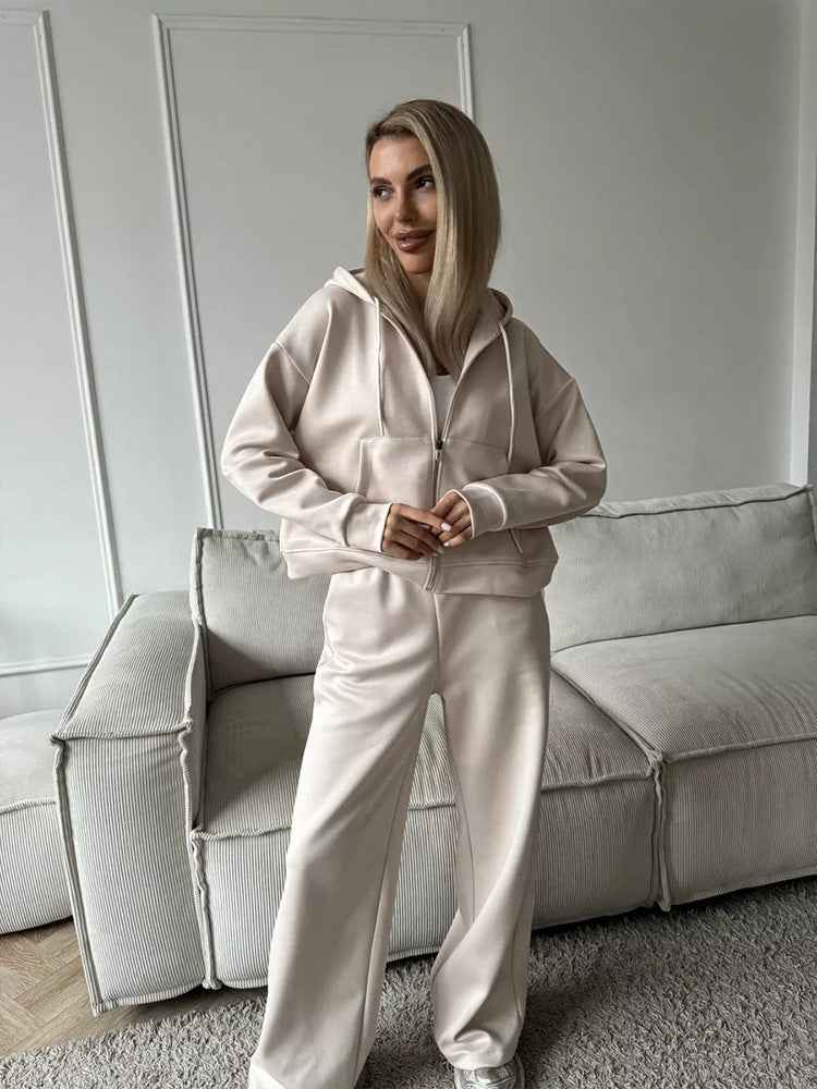 Sports Suit Long-sleeve Zip-up Hoodie And Sweatpants