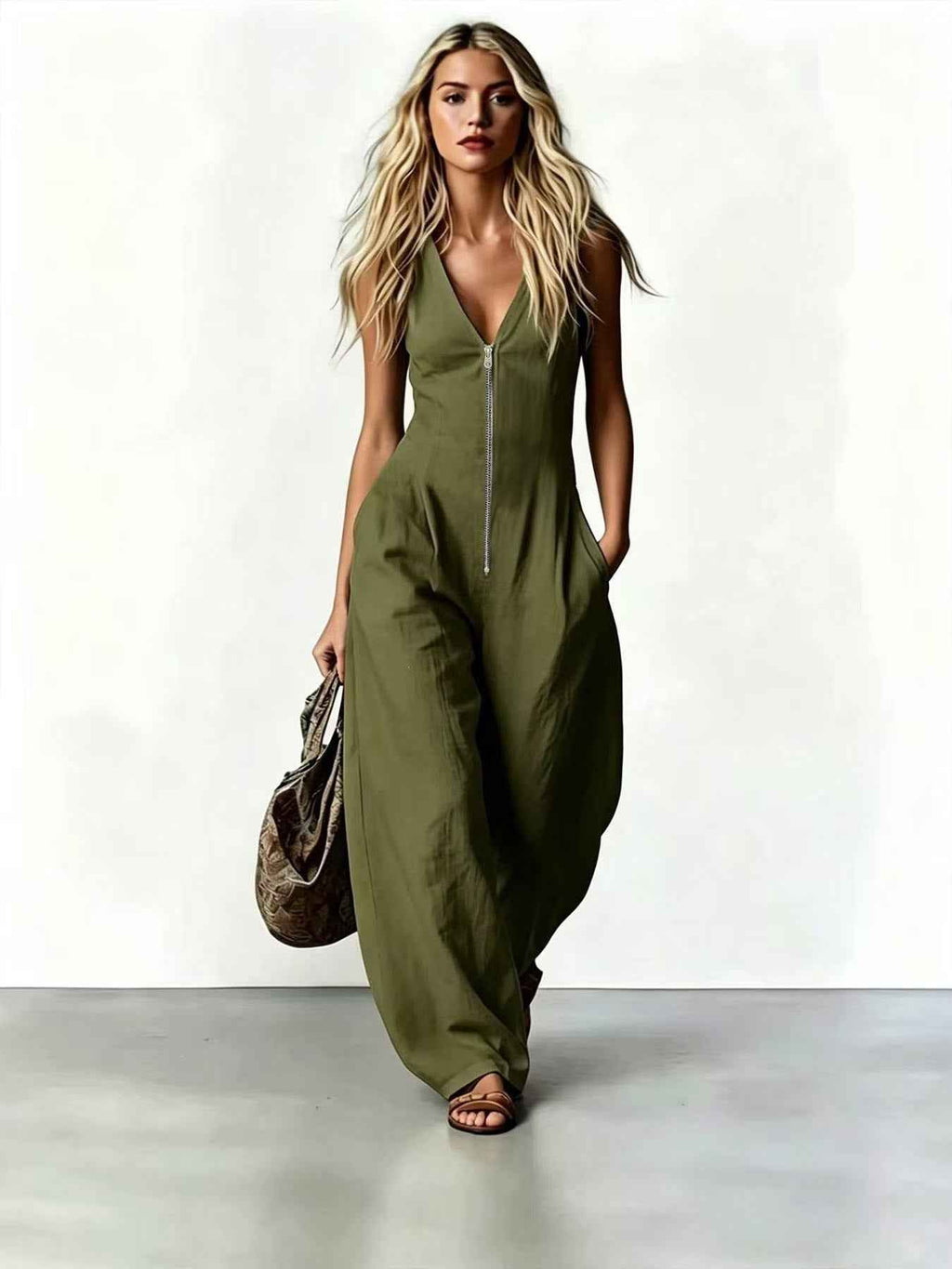 Womens Fashion Elegant Sleeveless Jumpsuit