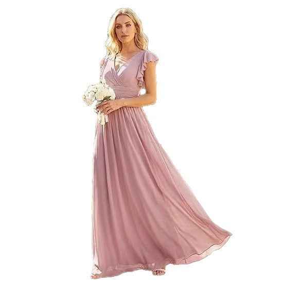 Solid-color Chiffon Elegant And Sophisticated Dress