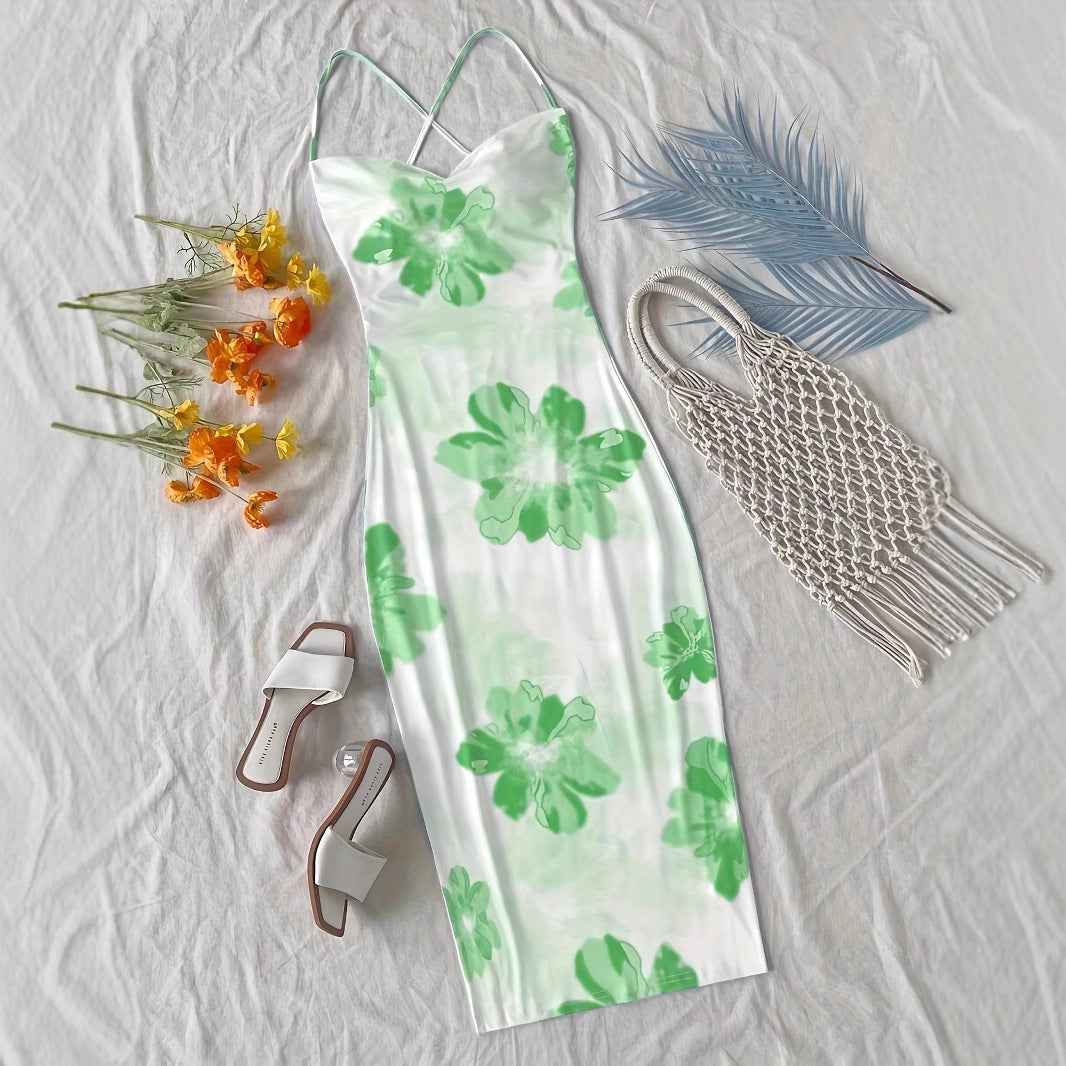 Womens Casual Resort-style Floral-print Dress