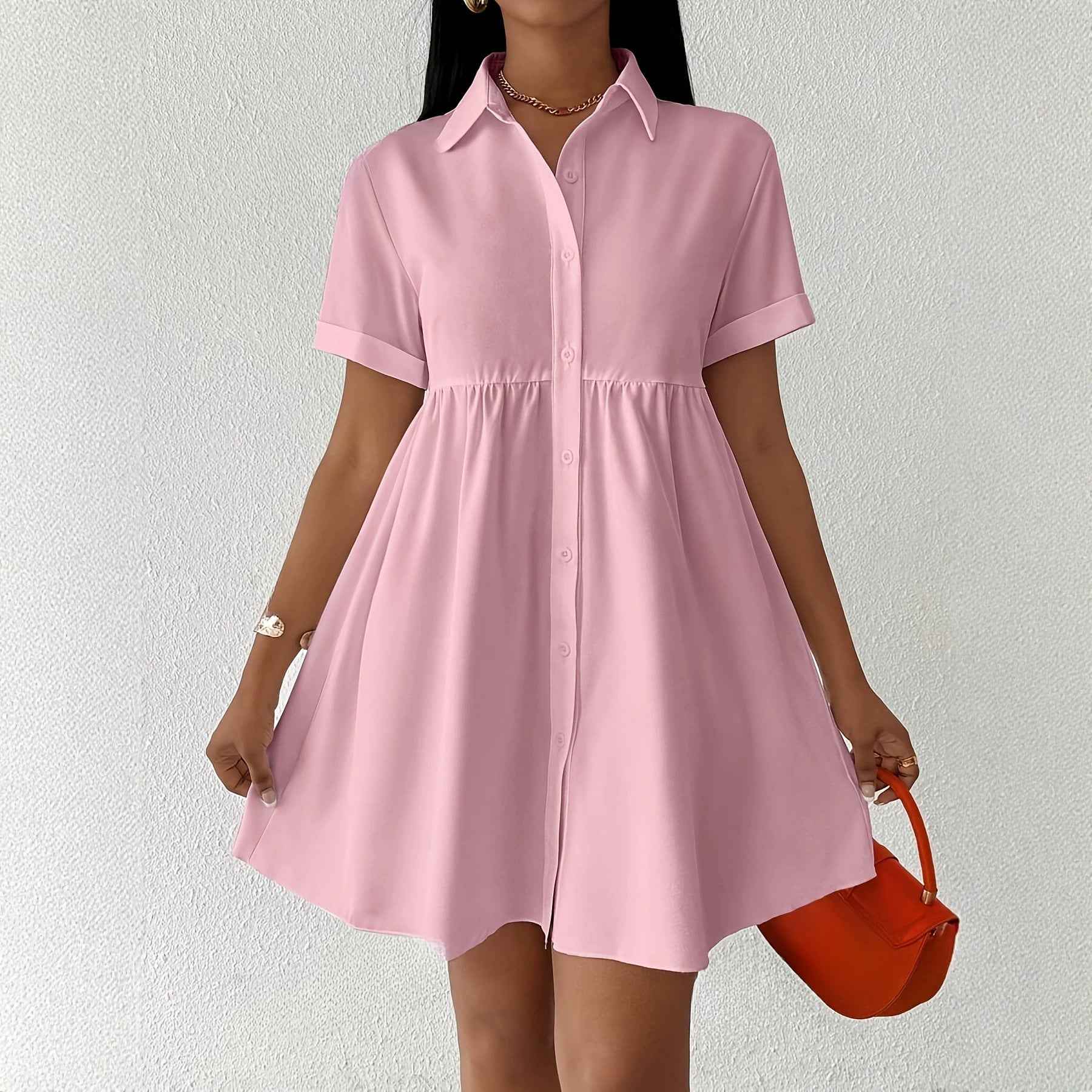 New Solid-color Womens Casual Dress