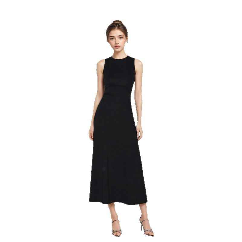 Black Slim-fit Knitted Vest Dress