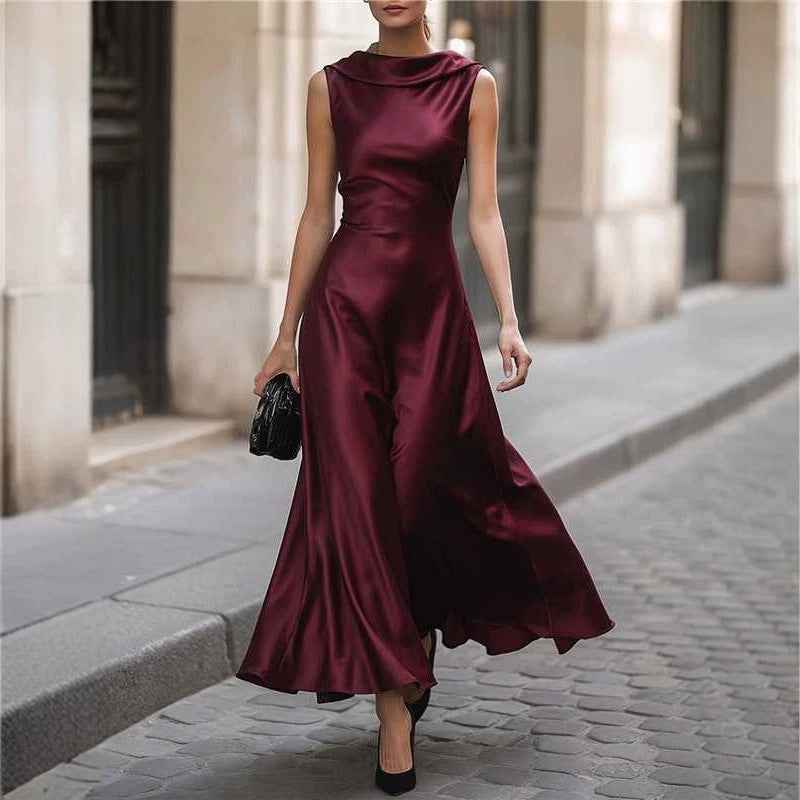European And American-style Off-shoulder Sleeveless Dress