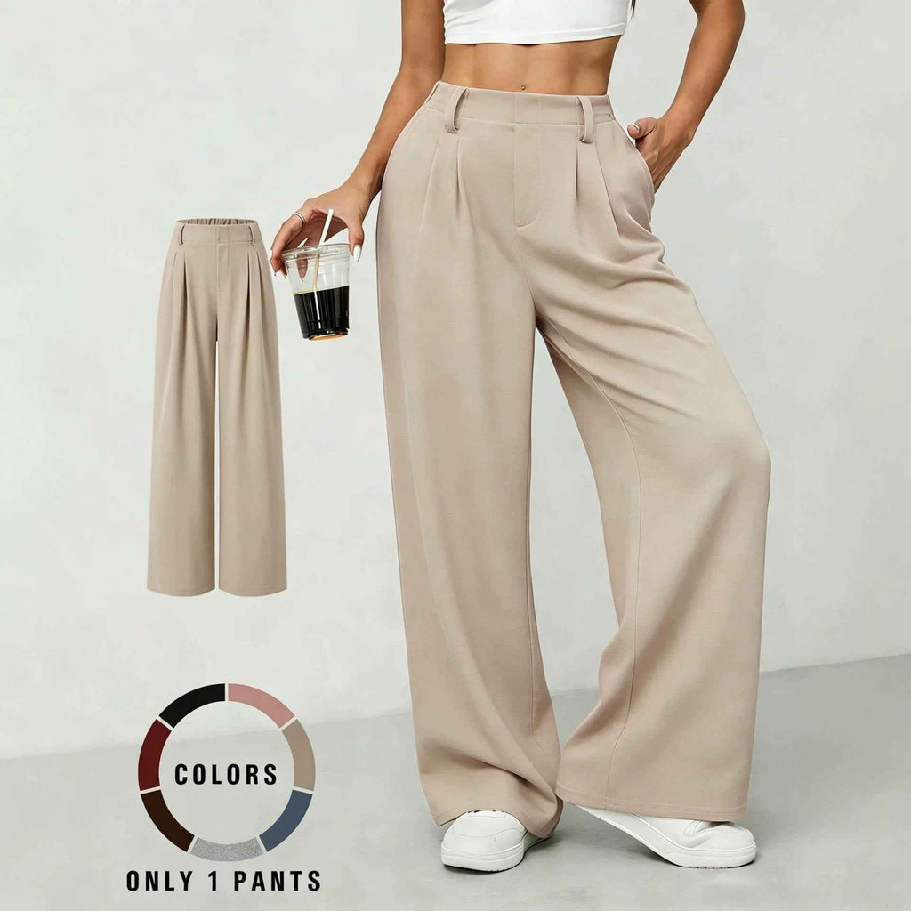 New High-waisted Draping Straight-leg Relaxed-fit Suit Pants