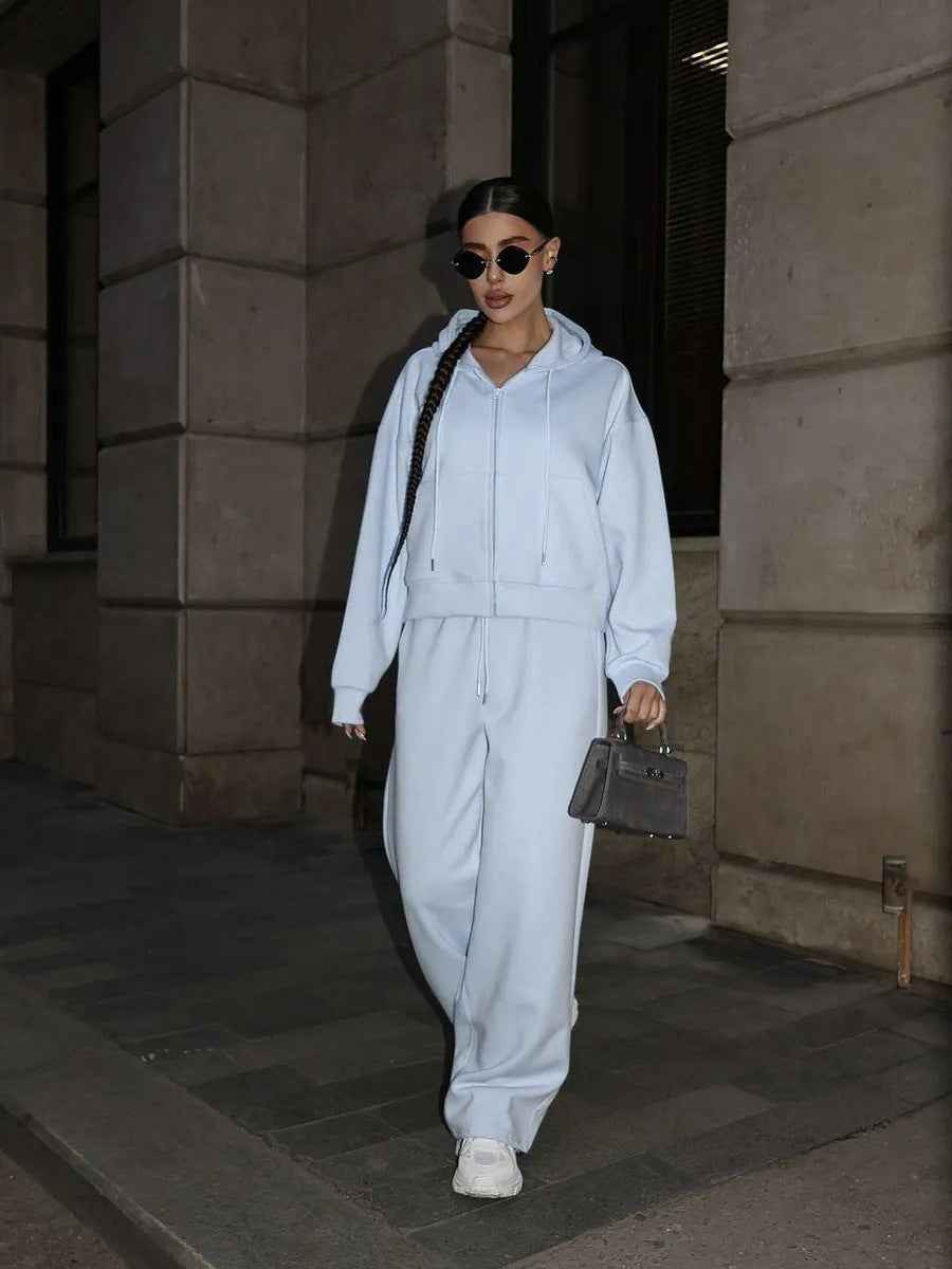 Sports Suit Long-sleeve Zip-up Hoodie And Sweatpants