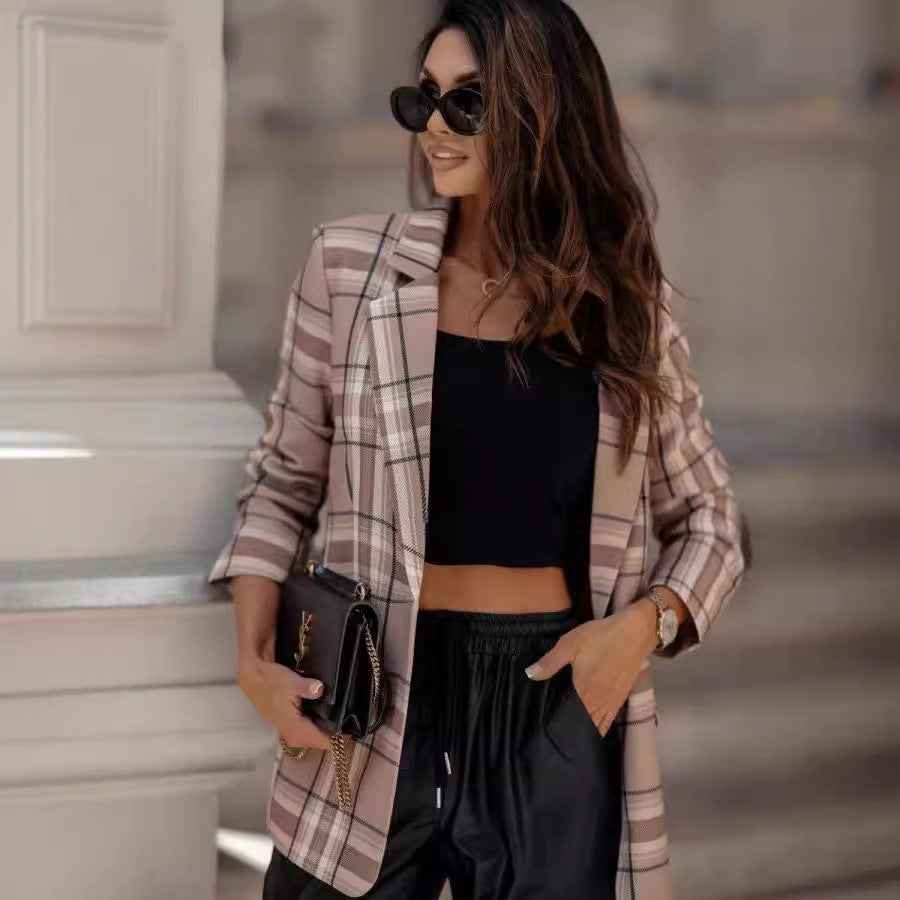 Casual And Chic Plaid Blazer For Women