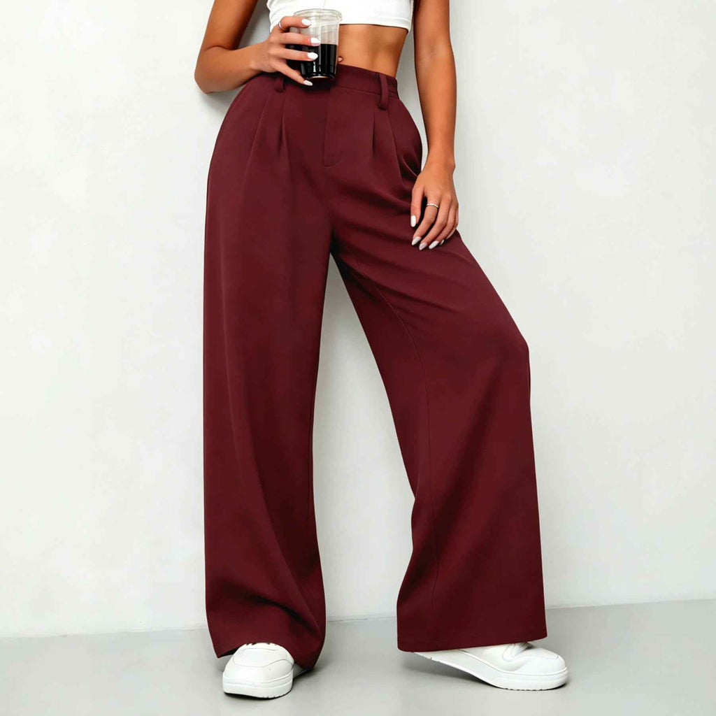 New High-waisted Draping Straight-leg Relaxed-fit Suit Pants