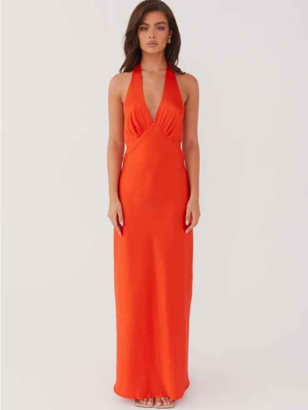Summer Backless Lace Up Slim Fit Long Dress