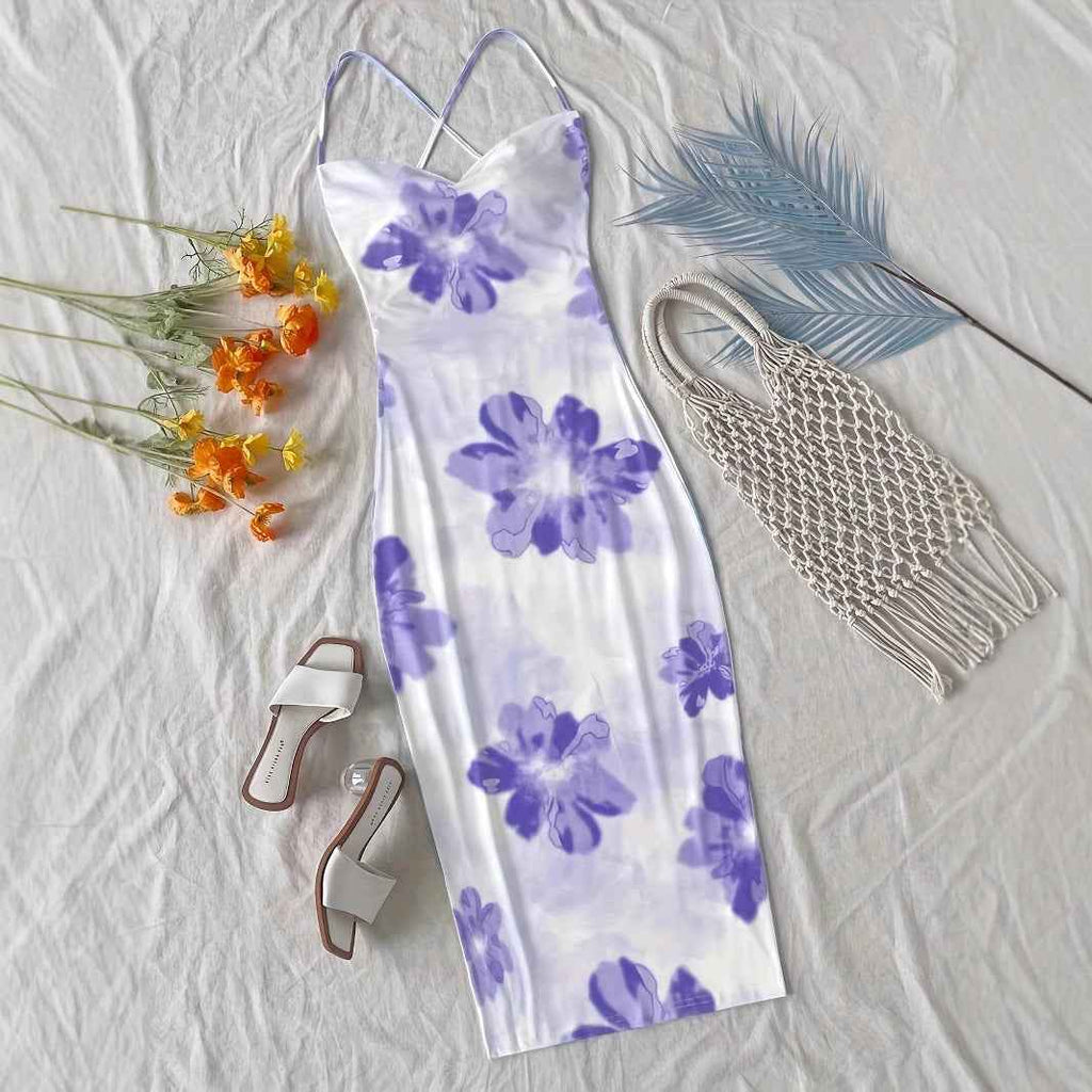 Womens Casual Resort-style Floral-print Dress