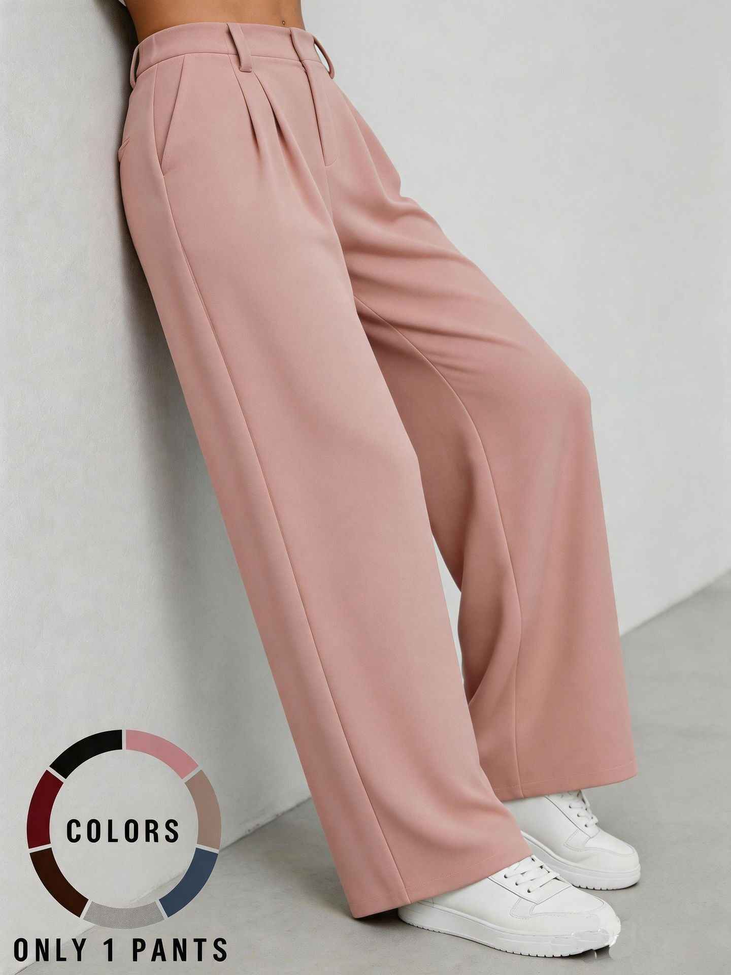 New High-waisted Draping Straight-leg Relaxed-fit Suit Pants
