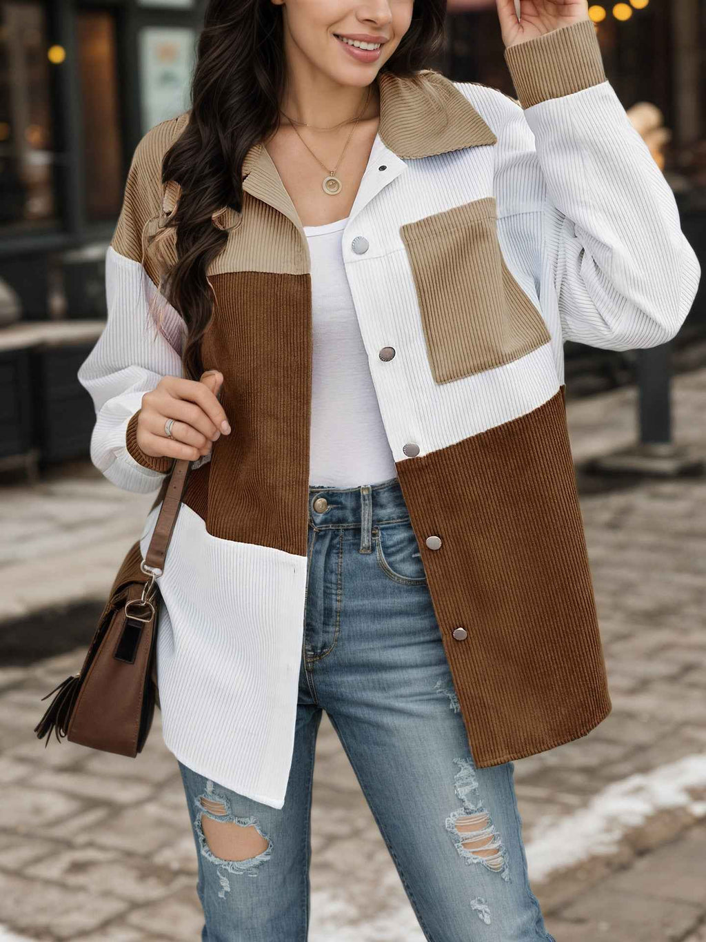 European And American-style Stand-collar Shirt Relaxed-fit Aviator Jacket