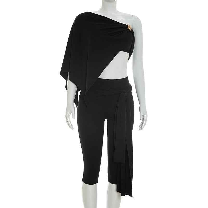 Crop-top And Bow-tie Shorts Three-piece Casual Set