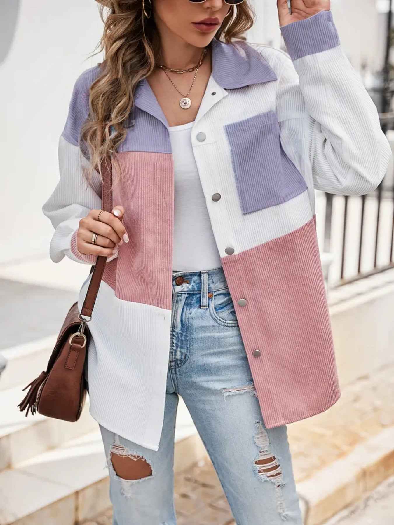 European And American-style Stand-collar Shirt Relaxed-fit Aviator Jacket