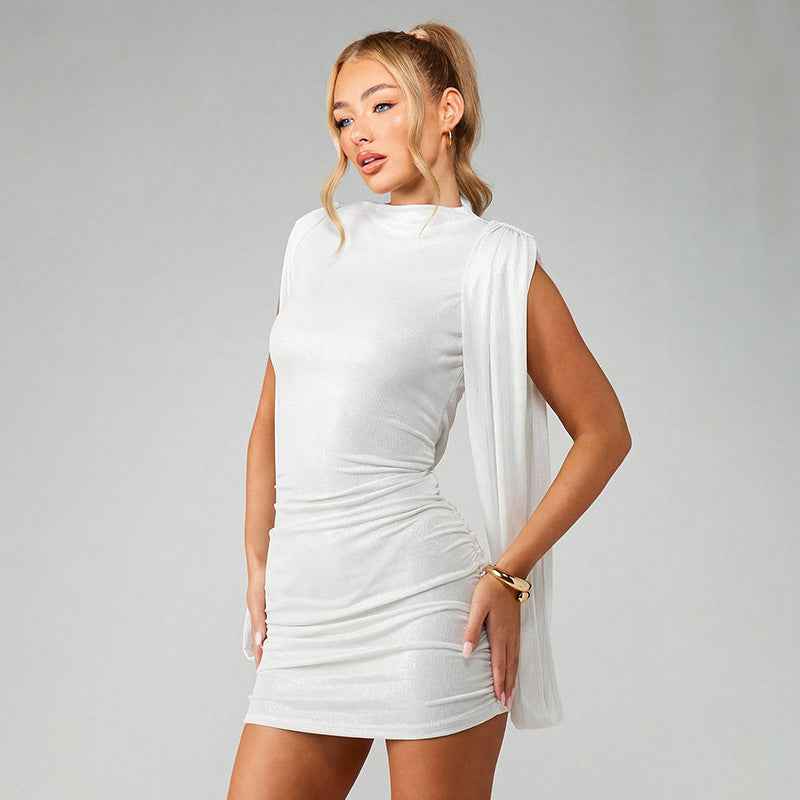 New Arrival Draped-ribbon Figure-hugging Sheath Dress