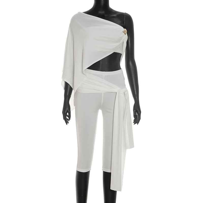 Crop-top And Bow-tie Shorts Three-piece Casual Set