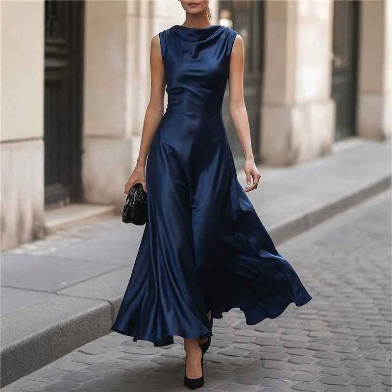 European And American-style Off-shoulder Sleeveless Dress