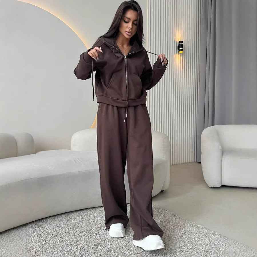 Sports Suit Long-sleeve Zip-up Hoodie And Sweatpants