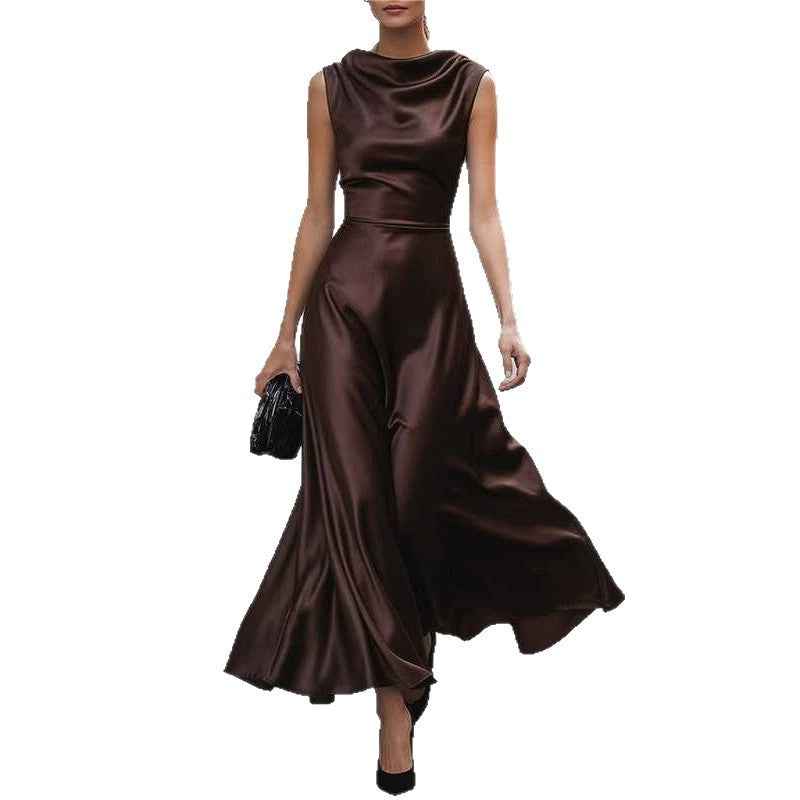 European And American-style Off-shoulder Sleeveless Dress
