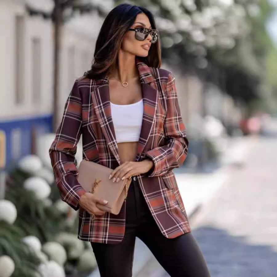 Casual And Chic Plaid Blazer For Women
