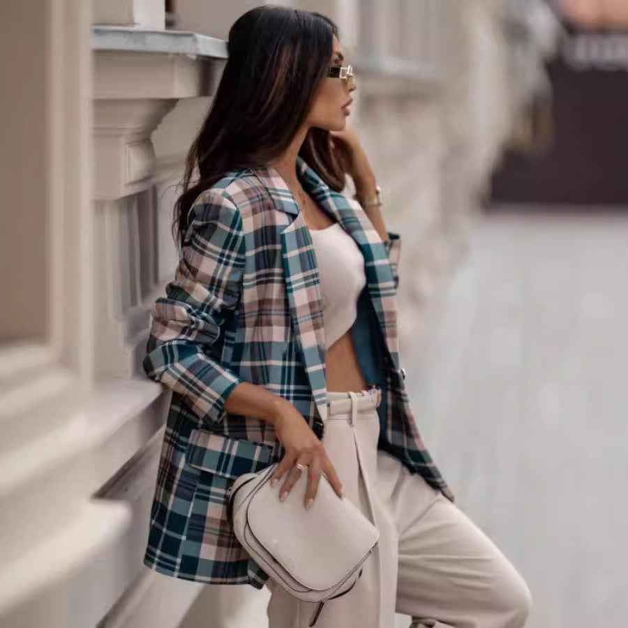 Casual And Chic Plaid Blazer For Women